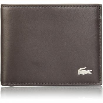 Café oscuro Pequeño Delgado Billetera e ID de ranura cartera de Lacoste