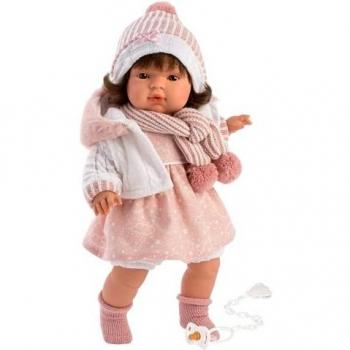 Llorens Juan S.L. Muñeca Llorona Lola 38 cm con Cuerpo de Tela y Chupete, 38562