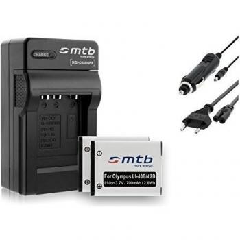 2 Baterías + Cargador para Olympus Li-40B/42B, FE-, mju, µ, TG, VG, VR, X.