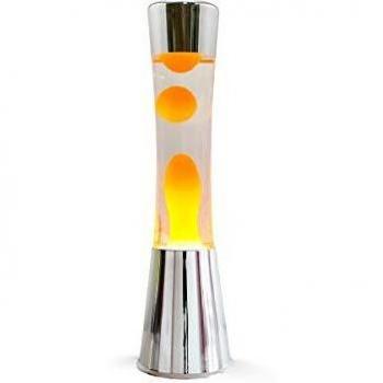 Lámpara de Lava I-TOTAL 40 cm con Base de Plata y Líquido Naranja Hipnótico