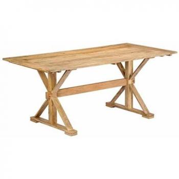 vidaXL Madera Mango Maciza Mesa de Comedor Auxiliar Salón Sala Estar Centro Mobiliario Decoración de Muebles Casa Hogar Oficina Despacho 180x90x76 cm