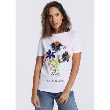 Lois Jeans - Camiseta Manga Corta 133071 blanco para mujer - Diseño Moderno y Elegante