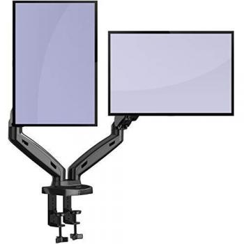 Invision Soporte Monitor Doble PC Brazo - Gas Asistido Soporte para Escritorio Ajustable Ergonómico con Abrazadera para 17–27” - VESA 75x75mm & 100x100mm - Peso 2-6.5kg