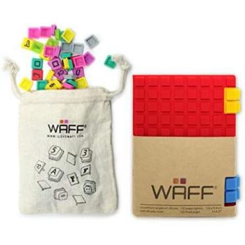 COMBO S ROJO LIBRETA WAFF + LETRAS - Cuaderno creativo con 120 páginas, tamaño pequeño y tapa roja