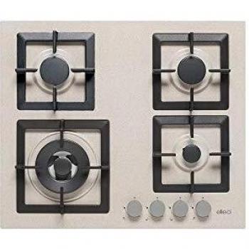 Cocina a Gas Elleci Plano 60 cm Granitek 4 Fuegos Color Avena