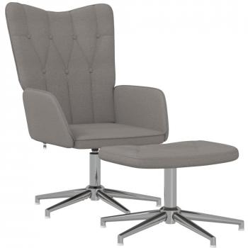 Silla de relajación con reposapiés tela gris taupe vidaXL