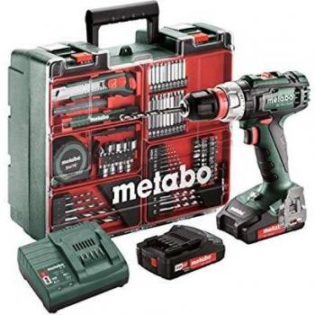METABO 602320870 - Taladro atornillador a bateria 18V / 2x 2,0 Ah Li-Ion BS 18 L Quick Mobile Workshop - portabrocas 13 mm con maletín
