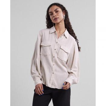 Yas - Camisa de mujer de manga larga de lino