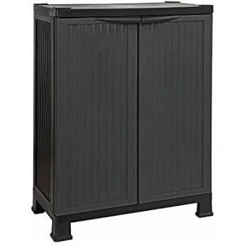 Armario de Resina Bajo para Exterior o Interior Gris con 1 Balda | GH91 | Armario 2 Puertas | Dimensiones Armario de Resina 92x68x39 cm - Alto x Ancho x Fondo | Garantía 2 Años
