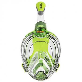 Seac Libera Máscara de Snorkel Integral Junior con Silicona Hipoalergénica, Liberación Rápida, 4 Tamaños, Transparente/Verde