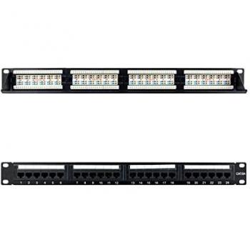 NANOCABLE 10.21.4124 - Panel de Parcheo Patch Panel de 24 Puertos RJ45 Cat.6A UTP, para Rack de 19 1U Dual IDC, Color Negro