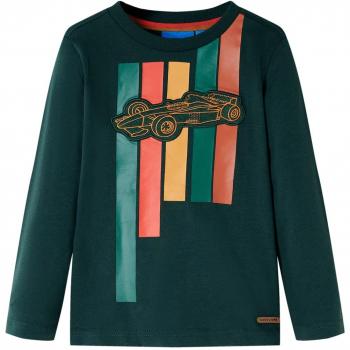 Camiseta infantil de manga larga con estampado de coche de carreras