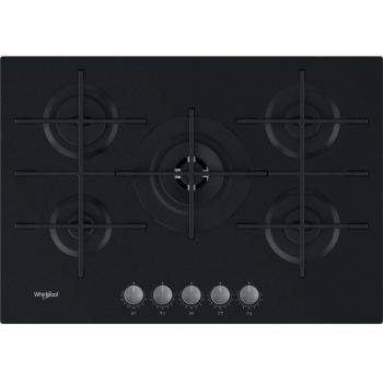 Whirlpool GOWL 728/NB Placa de Gas, 73 cm, 5 Quemadores, Cristal Negro