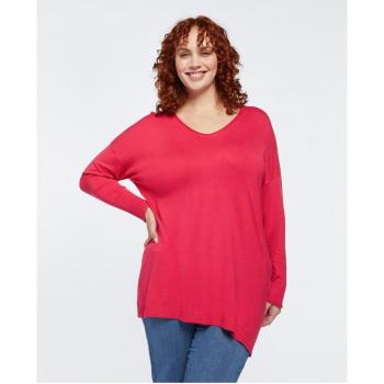 Jersey largo de mujer con cuello barco en viscosa ECOVERO™