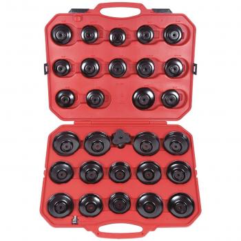 Salki - Licota Estuche 30 Llaves Copas Filtro Aceite Coche y Furgoneta Taller Mecánico 38 Inch Vasos 12 Caras - Uso Profesional
