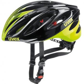 Uvex Boss Race Casco Ciclismo, Unisex Adulto, Negro/Amarillo Neon, 52-56