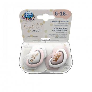 Canpol Babies Royal Baby Pink Symmetrical Silicone Pacifiers 6-18 Months (2 Pack)