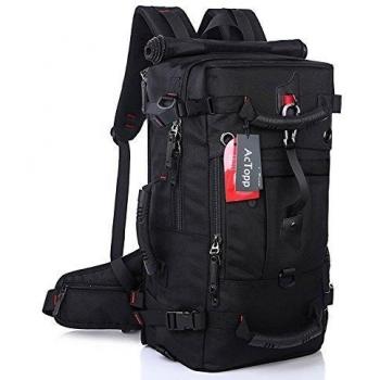 AcTopp Mochila Impermeable 3 en 1 Mochila/Bolso en Bandolera/Bolso de Mano Nuevo 50L Generación Actualizada Mochila Trekking Macuto Senderismo Alpinismo Viaje al aire libre con Cerradura de Contraseña Color Negro