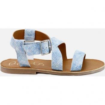 Sandalias de niña Eli 1957 en piel con hebilla, diseño cobra, color jean, modelo Tuda Papanatas