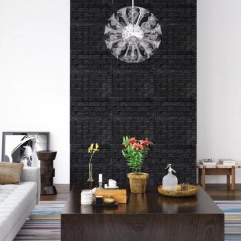 3D Self-Adhesive Wallpaper Bricks - Black, 10 pcs, Dimensions: 77cm L x 70cm W