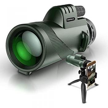 ARPBEST Telescopio monocular de alta definición 12X50 con soporte para teléfono inteligente y trípode - Lente FMC y prisma BAK4-Starscope Monocular HD de doble enfoque para observación