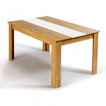 Mesa de Comedor Georgia para 6 Personas en Imitación Haya y Blanco 140 x 90 cm