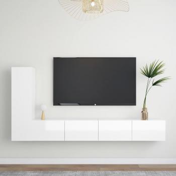 Set de muebles de salón 3 piezas madera ingeniería blanco brillo