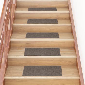 Alfombra de escalera autoadhesiva rectangular 15 piezas 60x25 cm color crema