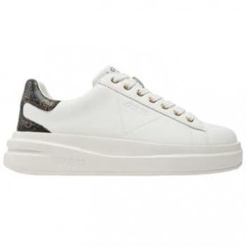 Zapatillas Guess Elbina de Piel Auténtica para Mujer, Blancas, Talla 38 EU, Planas y con Cordones