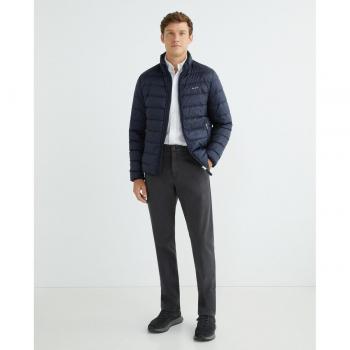 Gant Light Down Jacket - Chaqueta Acolchada de Plumón para Hombre, Regular Fit, Cuello Alto, con Cremallera, Color Marino
