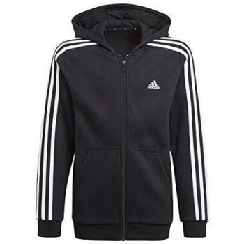 adidas Jersey B 3S FZ HD para niño, sudadera con capucha, cierre frontal de cremallera, diseño de tres franjas en las mangas, tejido suave y cómodo, ajuste regular, ideal para actividades deportivas y uso diario