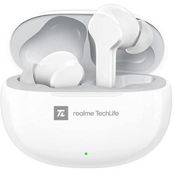 Realme TechLife Buds T100 - Auriculares Bluetooth, Resistencia al agua IPX5, Bluetooth 5.3, hasta 28 horas de reproducción total, color blanco