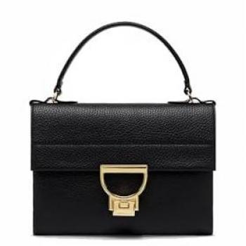 Coccinelle Chic Black Leather Handbag with Twist Lock