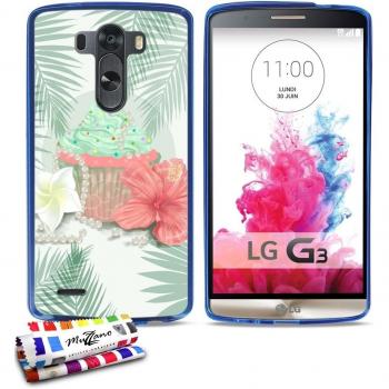 Carcasa flexible Ultra-Slim LG G3 VS98 de exclusivo motivo [CupCake Flores] [Azul] de MUZZANO + ESTILETE y PAÑO MUZZANO® REGALADOS - La Protección Antigolpes ULTIMA, ELEGANTE Y DURADERA para su LG G3 VS98