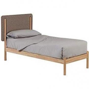 Kave Home - Cama Individual Shayndel Beige 90 x 190 cm con somier y Estructura de Madera de Caucho
