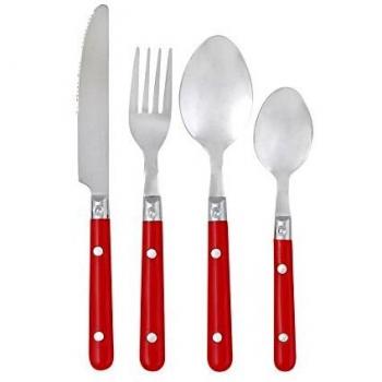Pradel Heritage Smart Cubertería, Acero Inoxidable, Rojo, 0 cm, 24 Unidades