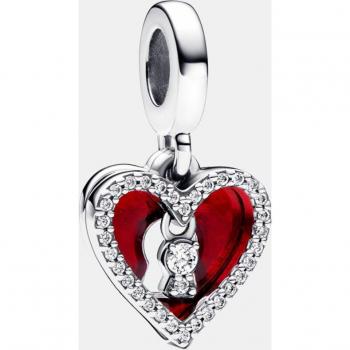 Charm colgante doble corazón rojo y cerradura - 793119C01