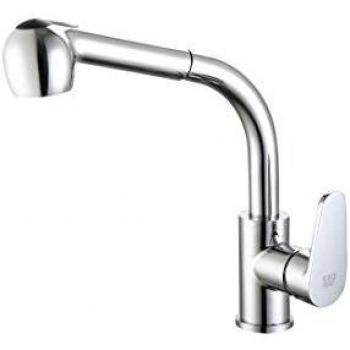 DP Grifería EXT-0001 Grifo de cocina extraíble de caño alto modelo Alelí, Plateado