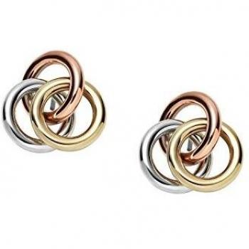 Fossil Joyas para Mujer, Pendientes Circulares de Tres Tonos