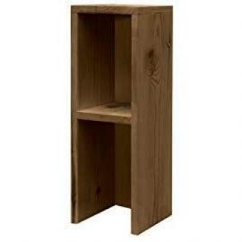 Decowood - Mesa de Noche en Madera de Pino Flandes Envejecido, Mesita Auxiliar Estilo Vintage para el Salón, Dormitorio, Dos Niveles - Hecha a Mano en España - 20x20x60cm