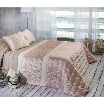 Algodón Blanco Nani - Colcha bouti jacquard, para cama de 135 cm, 235 x 270 cm, 2 fundas de cojín, 60 x 40 cm, color rosa