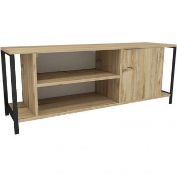 Mesa TV WellHome 100% Tablero de Aglomerado Rechapado en Melamina Color Fieltro Negro
