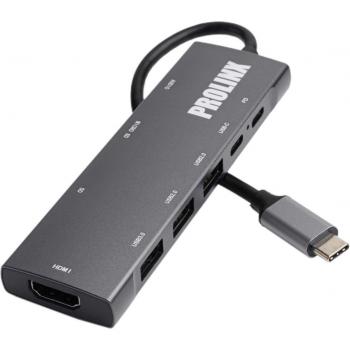 Hub Adaptador Tipo C multipuerto 9 en 1 gris metálico