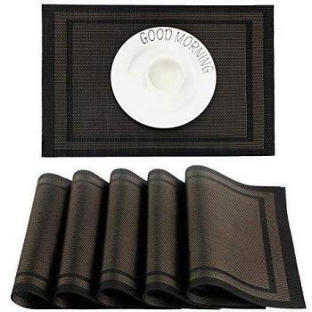 CHAOCHI Manteles Individuales Lavables Desgaste Set de 6 Salvamantele Individuales PVC Resistentes para la Mesa de Comedor de Cocina,Haz la Mesa más Bella