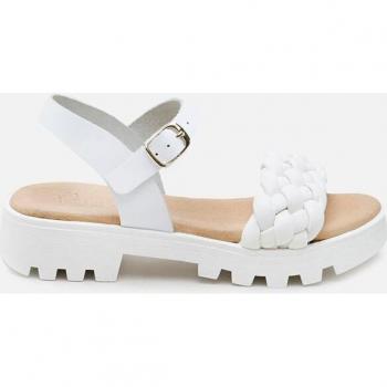 Sandalias de niña Eli 1957 en piel con planta de gel, modelo TRENZA BLANCO GEL PAPANATAS