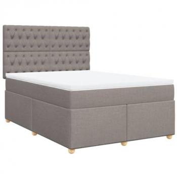 Estructura de cama box spring con colchón en tela gris taupe 140x200 cm