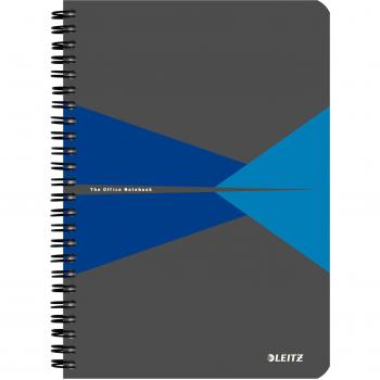 Cuaderno Leitz Office A5, encuadernación Wiro, 90 hojas, rayado, tapa de plástico gris-azul
