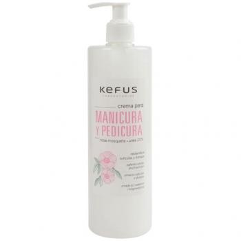 Crema de Manicura y Pedicura Rosa Mosqueta Kefus 500 ml - Crema hidratante para manos y pies, enriquecida con rosa mosqueta y urea, ideal para suavizar e hidratar la piel seca