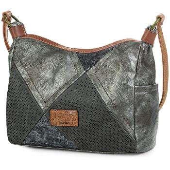 Lois - 96456 Bolso Bandolera Ajustable Tipo góndola para Mujer. Cierre con Cremallera. Bolsillo Exterior detrás. Piel sintética Polipiel, Color Metalizado