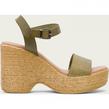 PORRONET SANDALIA TACON ALTO KAKI MICHELE - Sandalias de tacón alto para mujer, fabricadas en piel, color kaki